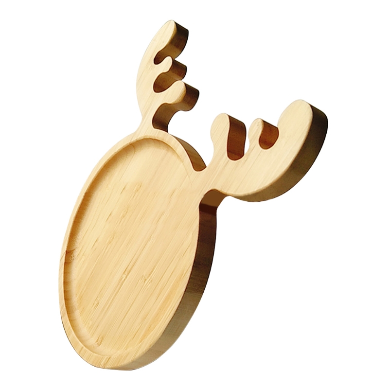 Platos irregulares con forma de cabeza de ciervo de madera, platos de fruta, platos de té, vajilla