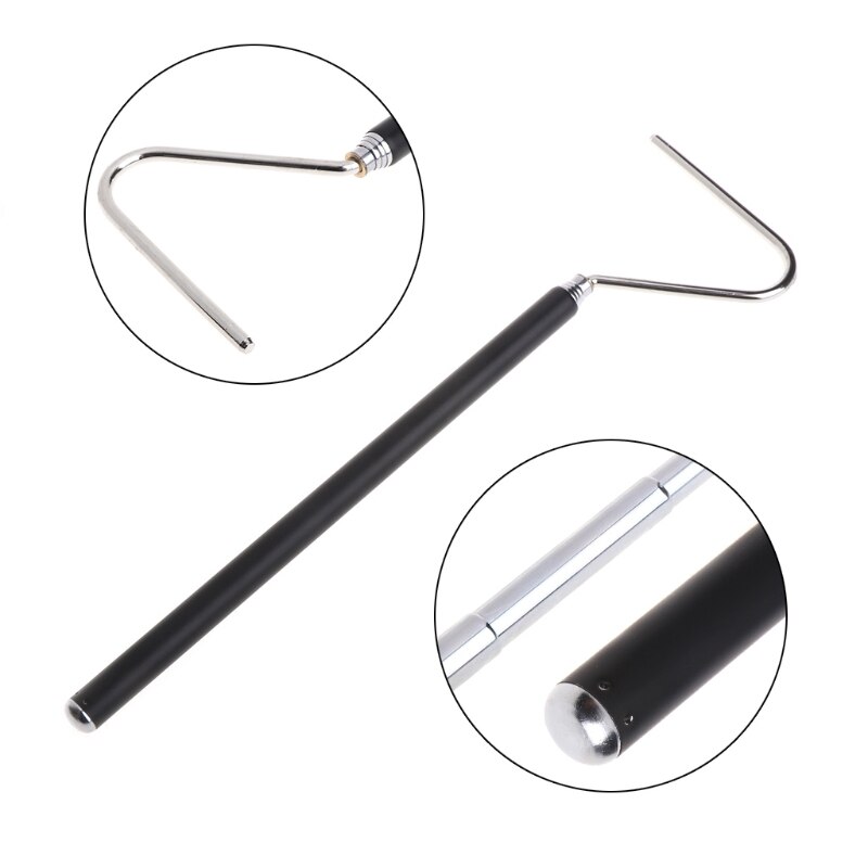 Gancho de serpiente de acero inoxidable negro, herramientas de captura de mango largo ajustable, trampa Tong para Reptiles y anfibios, suministros