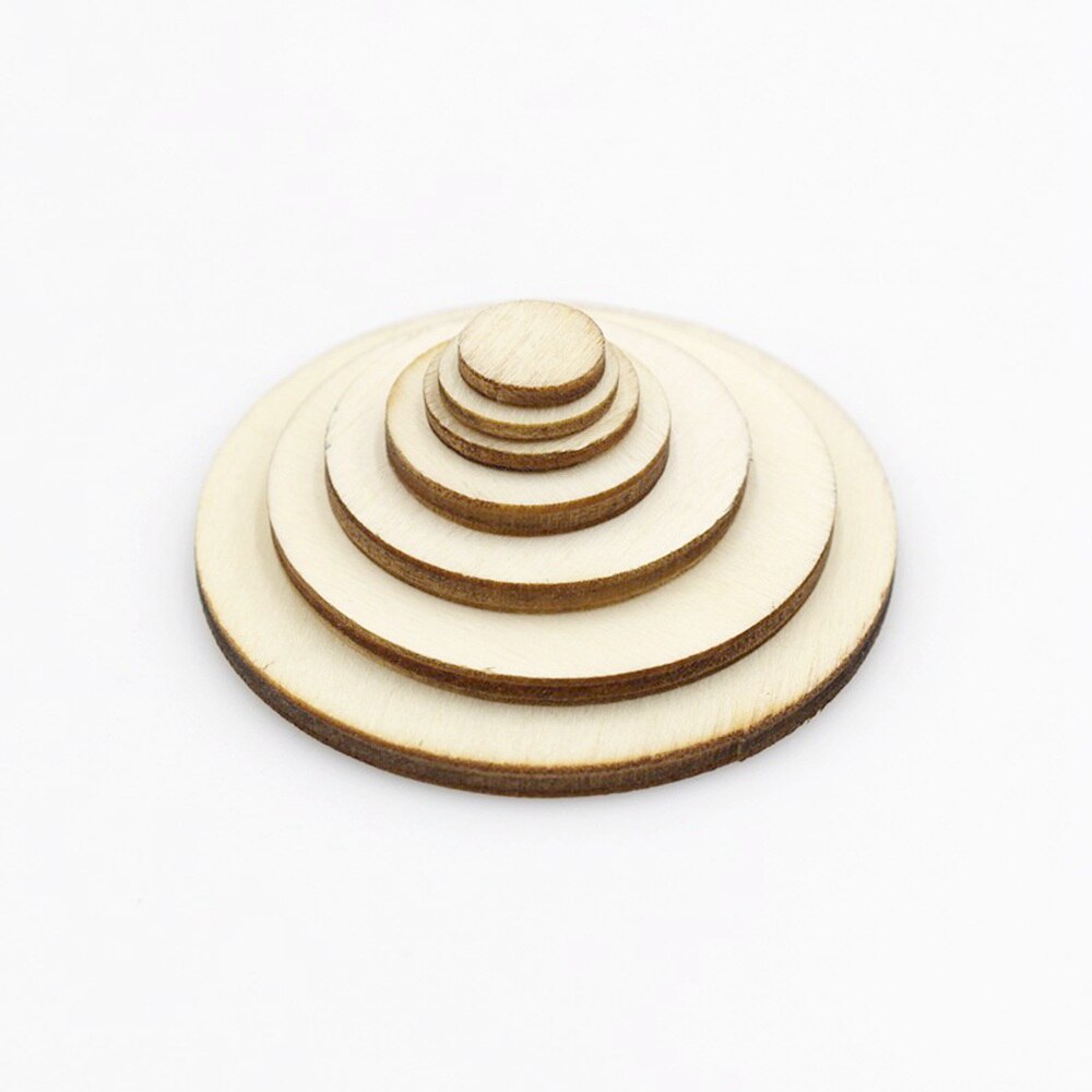 15/100 stk 10-50mm ufærdige træ runde cirkler ring håndværk kort gør scrapbooking diy udsmykning kunst dekorativt håndværk