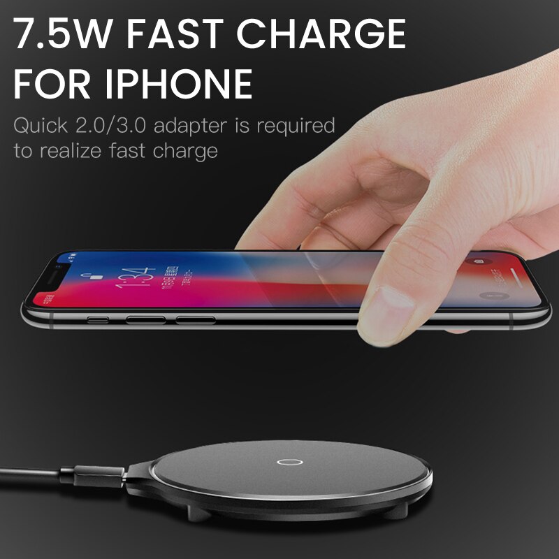 FDGAO Qi cargador inalámbrico 10 W/7,5 W QC3.0 carga rápida del teléfono para iPhone 11 X XR XS Max Airpods Pro Samsung S10 S9 almohadilla de carga USB