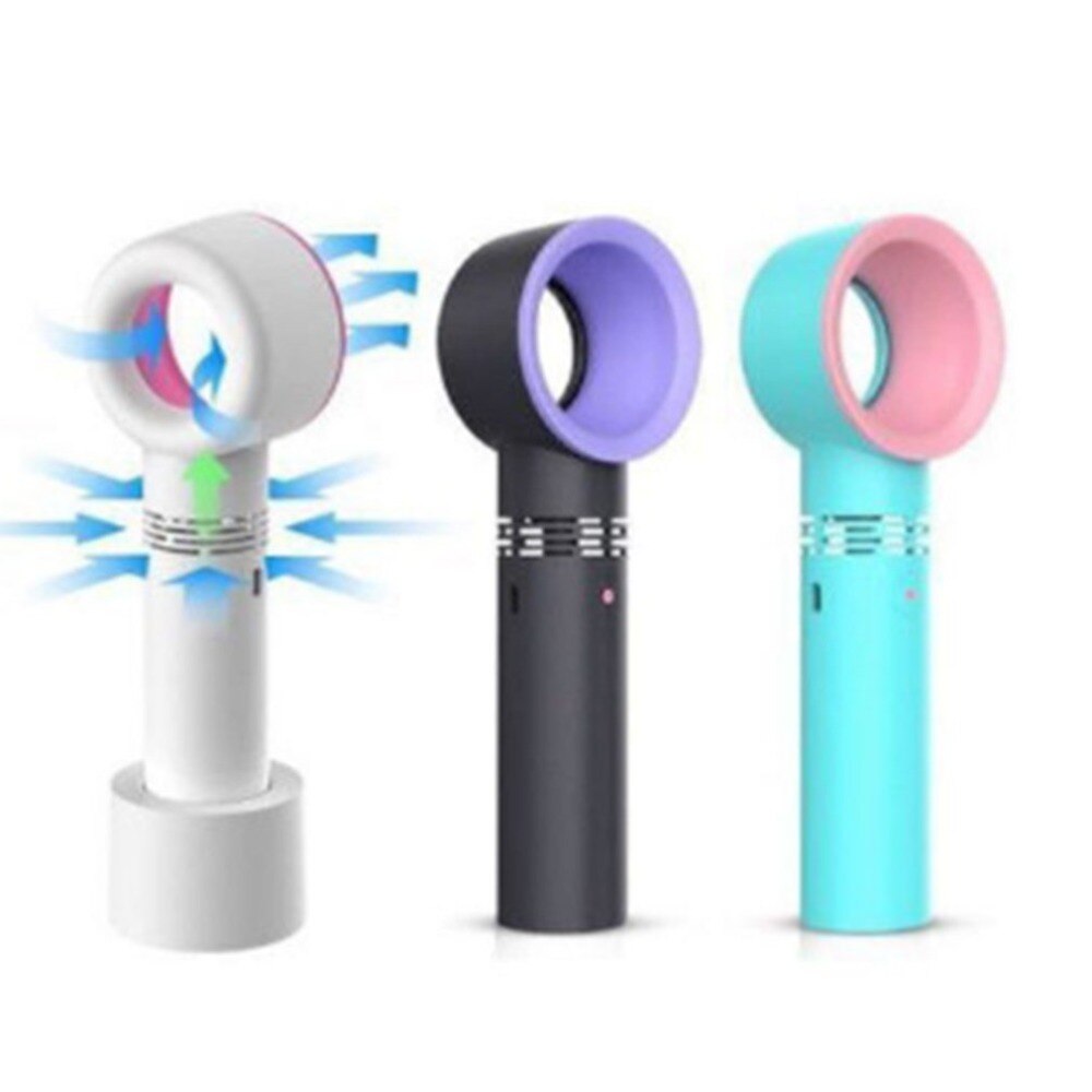 Zero 9 USB Rechargeable Portable Bladeless Fan Handheld Mini Cooler No Leaf Handy Fan With 3 Fan Speed Level LED Indicator