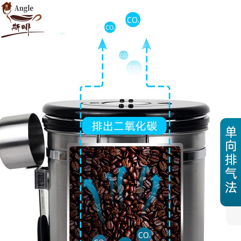 1.2/1.5/1.8L Coffee Canister With Scoop Airtight Coffee Container Stainless Steel Storage Canister Set For Coffee Beans Tea