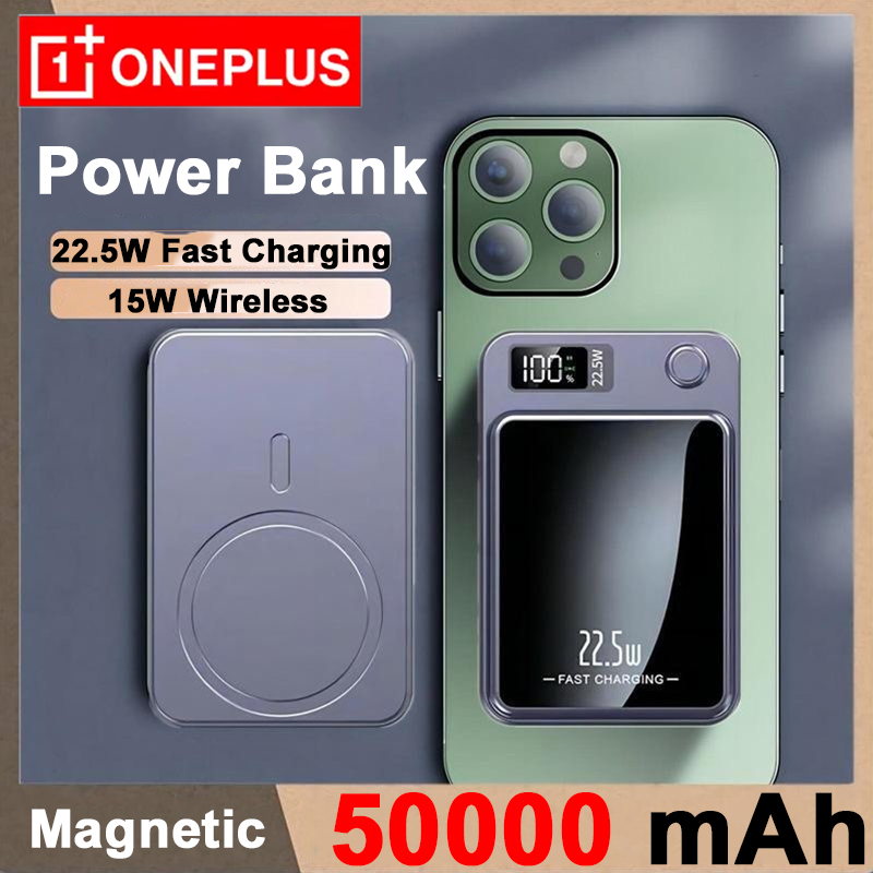 Oneplus 50000 mah magsafe powerbank qi magnetisk trådlös snabbladdningsbar powerbank för iphone lätt och bärbar
