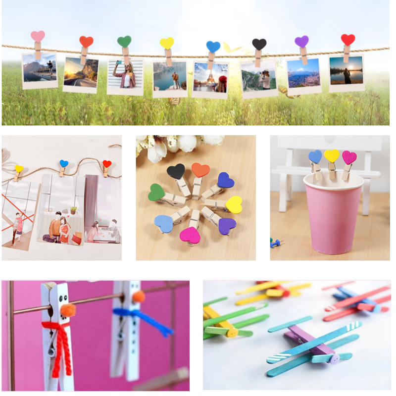 25/30mm Natuurlijke Houten Gekleurde Foto Mini Clips Memo Papier Peg Wasknijper DIY Briefpapier Kerst Bruiloft Home decor