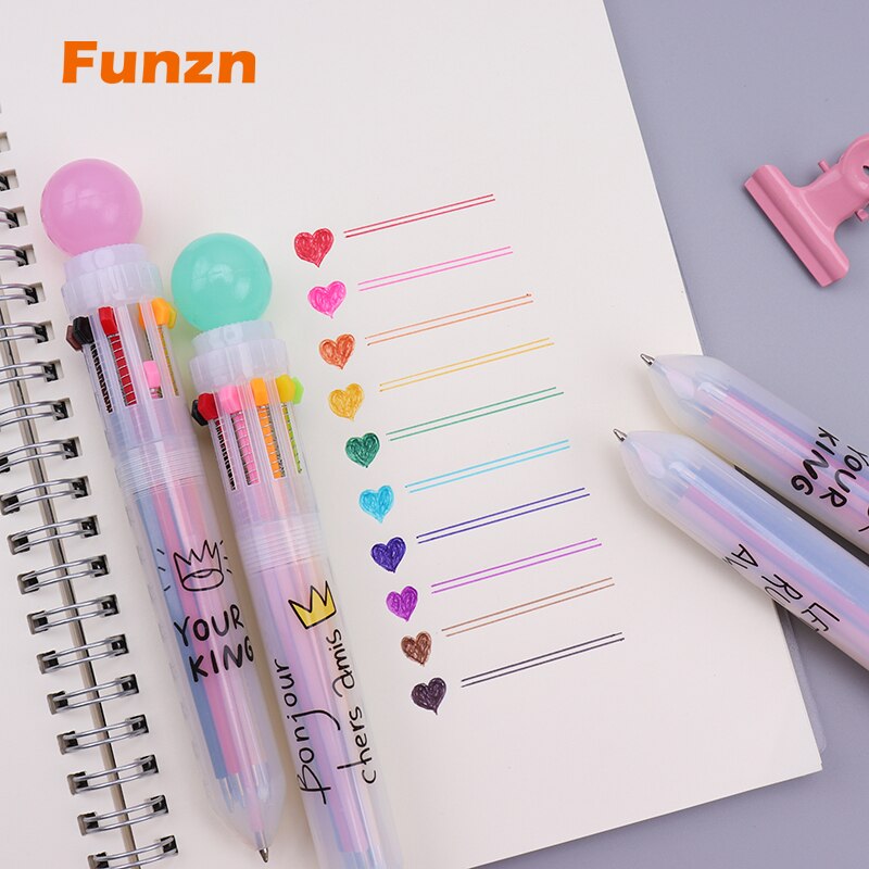 Funzn 0.5 mm 10 colors ballpoint pens for writing Chancellery simple office school supplies ball pen luxury nurses