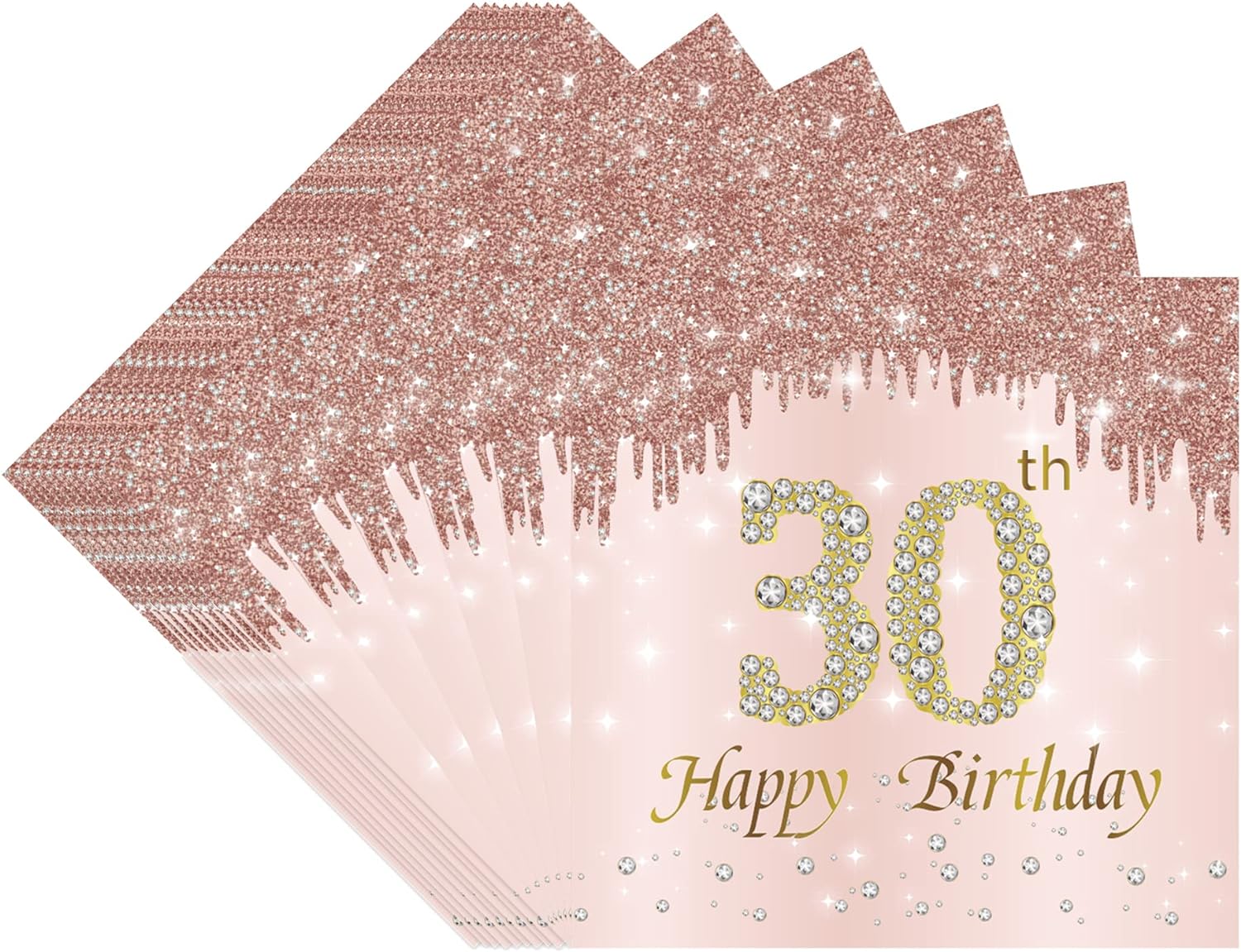20Pcs Birthday Napkins 18th 30th 40th 50th 60th Rose Gold Pink Birthday Women Paper Tissues Birthday Party Anniversary Decorat: Olive