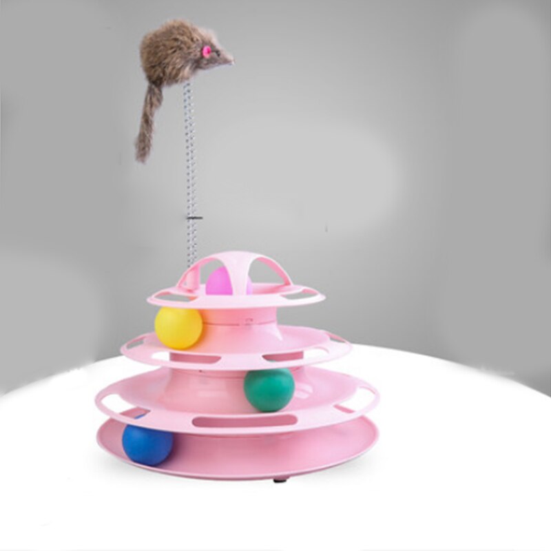 Three Levels Pet Cat Toy Tower Tracks Disc Cat Intelligence Amusement Triple Pay Track Cat Toys Ball Training Amusement Plate: 6