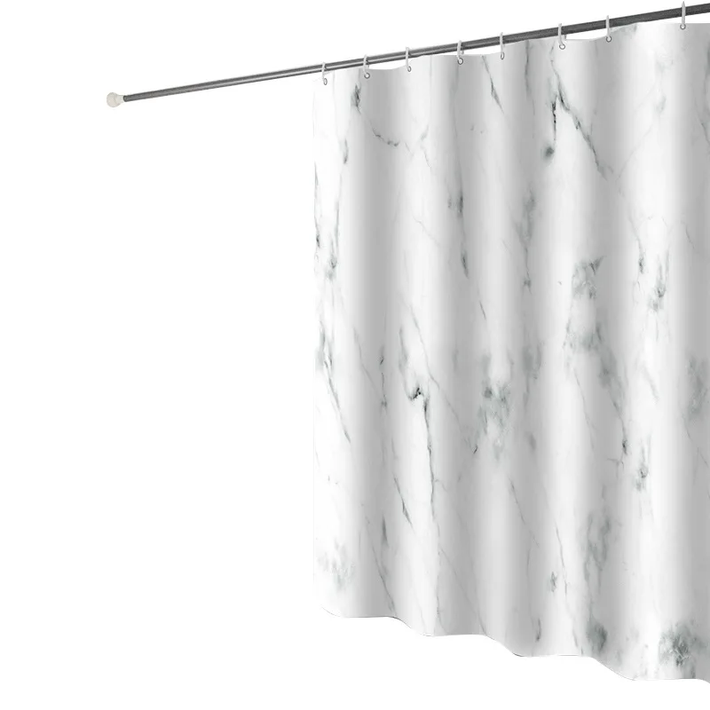Thickened Waterproof and Mold Proof Shower Curtain Minimalist Bathroom Hotel Marble with Hook