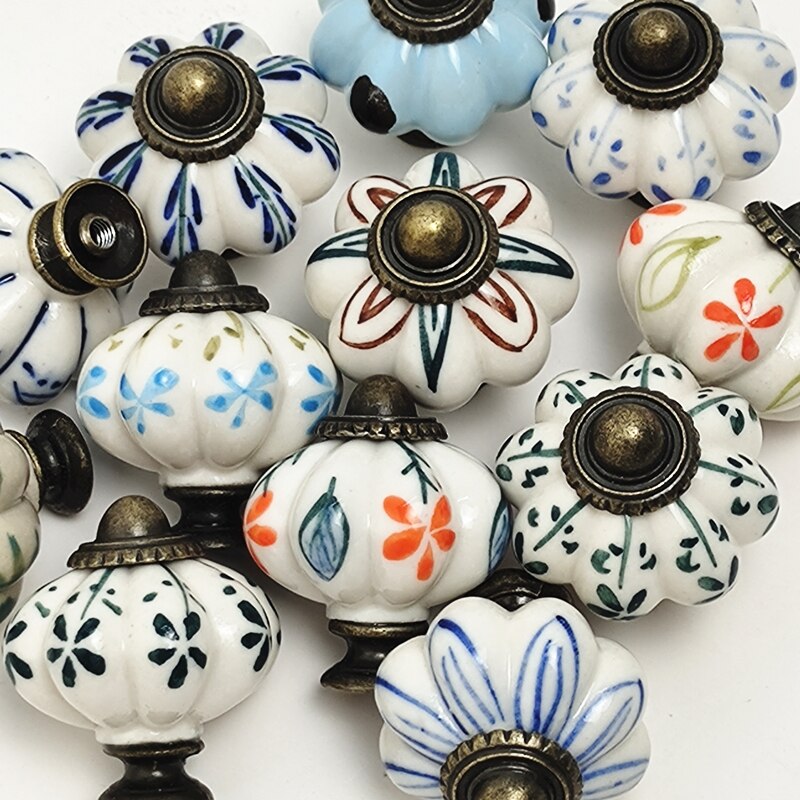 5PCS Hand Painted Ceramic Cabinet Knobs Drawer Cupboard Door Handles Wardrobe Children Room Pull Furniture Handle