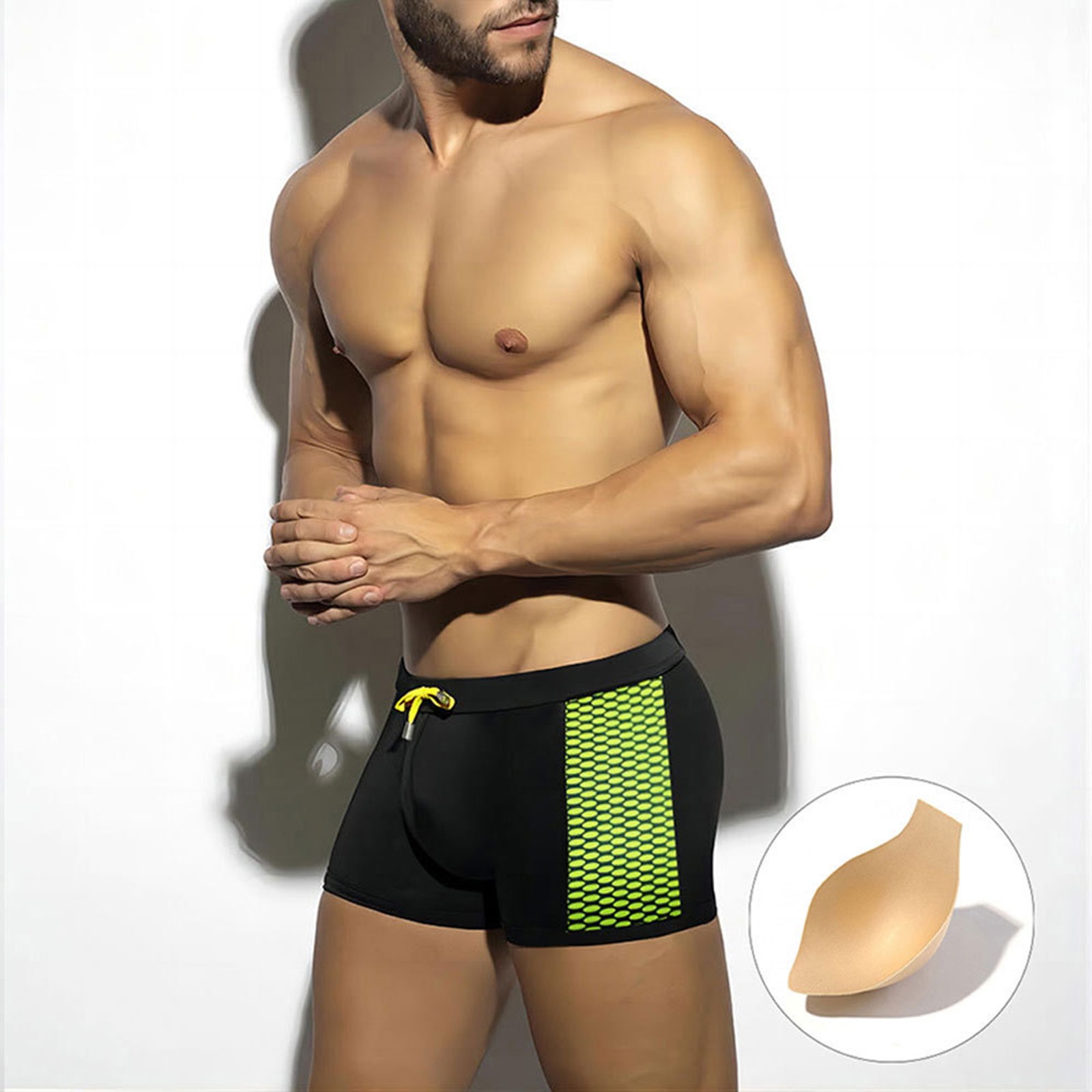 Heren boxershorts met vullingen Sexy strandshorts Sneldrogende sportzwemboxers Strandsurfshorts Mode Mannelijke zwembroek: M / Black
