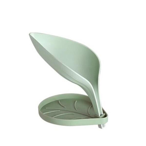 Oyourlife tredimensionelt blad sæbeboks badeværelse dobbeltlag skridsikker sæbebakke sæbeholder tilbehør til badeværelset: Grøn