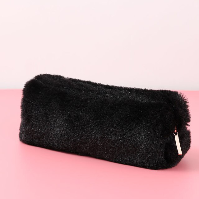 Kawaii Pencil Case Pink Plush Cute Solid Color Pencil Case Pencil Bag Stationery Pencilcase Lovely School Supplies: 305