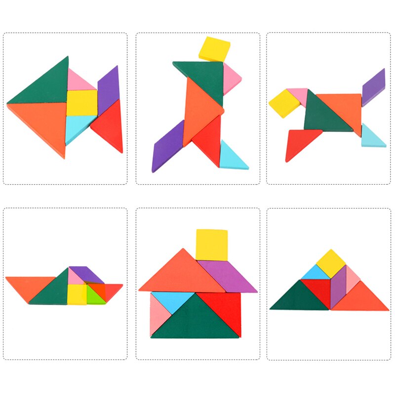 Tre puslespill tangram 3d puslespill leker låve tenker søle puslespill brett farge kjenne å utvikle pedagogiske leker satt til låve