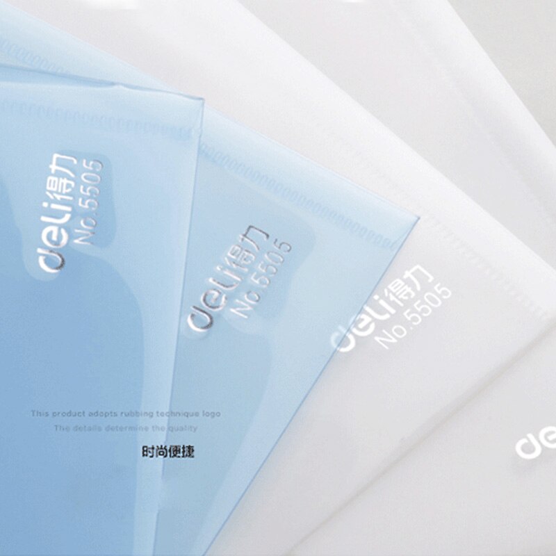 20 Pcs/Lot Deli 5505 PVC-A4 Transparent button document bags paper folders for conference organizer office supplies stationery
