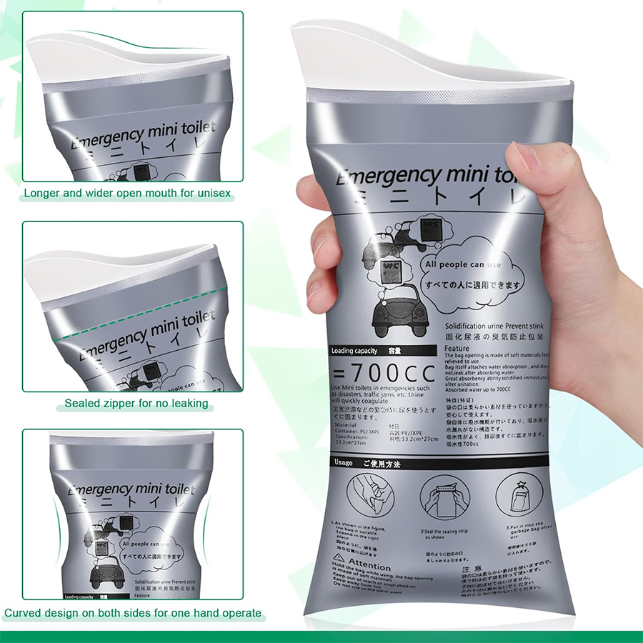 Urinpåsar för utomhusbruk (700ml (1/8/12/20- pack) - bärbar engångstoalett för camping, resor, trafikstockningar - unisex