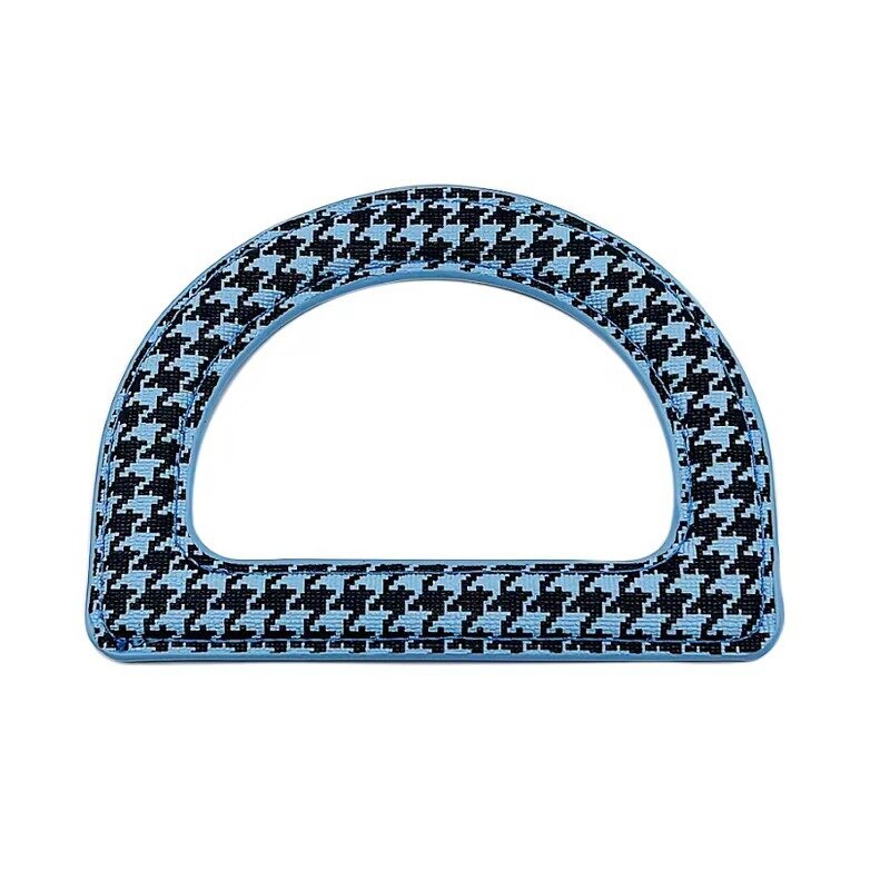Mango de madera en forma de D, herramienta de bolso marrón de madera maciza, marco de madera degradado, accesorios únicos para bolsos, mango de: PU blue