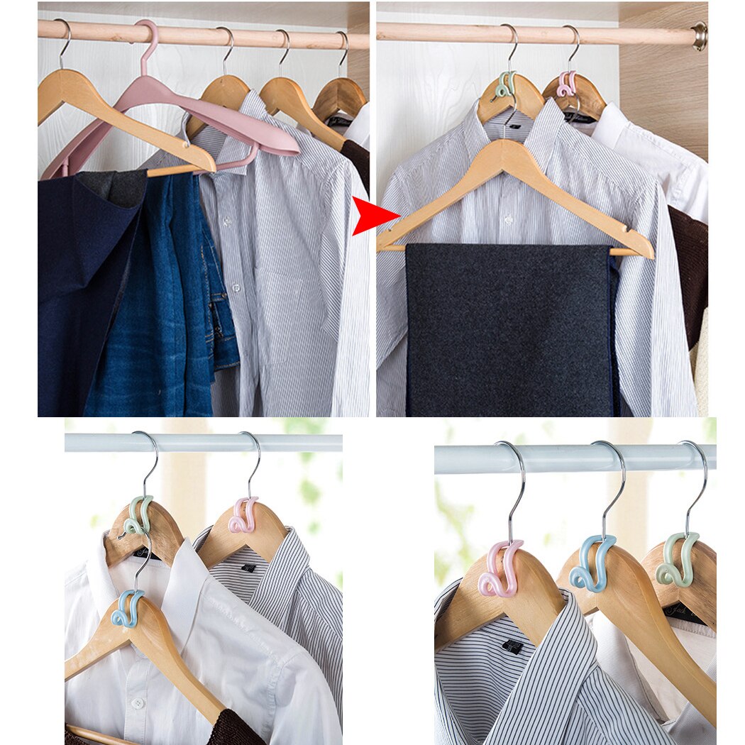 15PCS Plastic Stable Hanger Rack Connector Cascading Clothing Hanger Hooks Space-Saving Stacked Clothes hanger Hooks