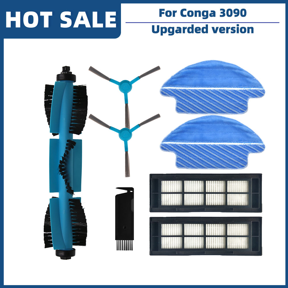 Compatible con Cecotec Conga 3090, repuestos de Robot aspirador, accesorios, Cepillo Lateral principal, filtro Hepa, fregona, tela de trapo, rueda Universal