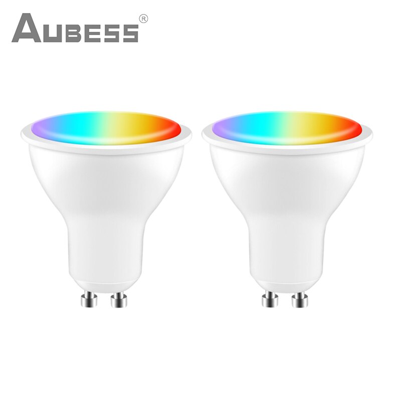 Aubess Tuya GU10 Wifi Smart Light Led-lampen Rgb + Cw 4W Dimbare Lampen Smart Leven App Remote Contro werken Met Alexa Google Thuis: 2PC
