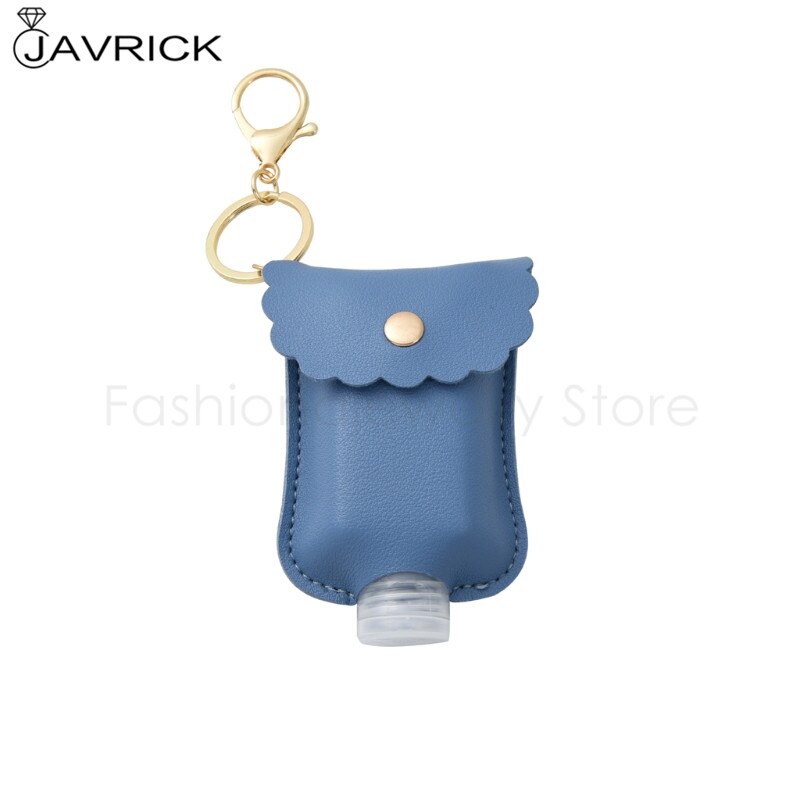 60ml Tragbare Squeeze Flasche Leere Dicht Kunststoff Reise Flasche für Hand Sanitizer mit Leder Keychain Halter Clips: Sky Blue