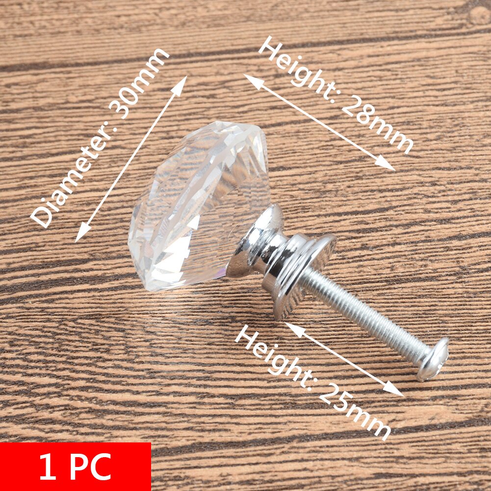 Crystal Glass Knobs Cabinet Handles Silver Crystal Cupboard Pulls Drawer Knobs Kitchen Furniture Handle Hardware: Silver 30mm