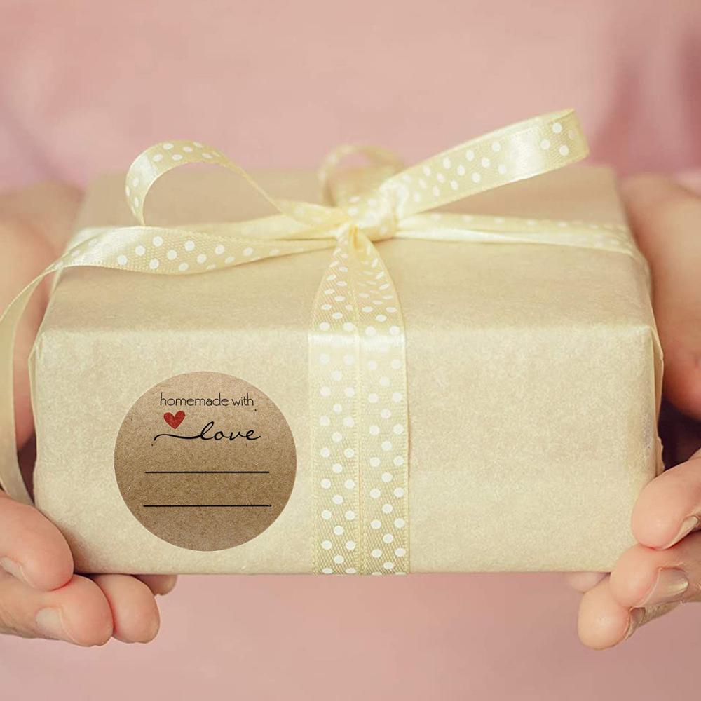 500PCS Round Labels Handmade Kraft Paper Packaging Sticker for Candy Dragee Bag Box Packing Bag Wedding Thanks Stickers