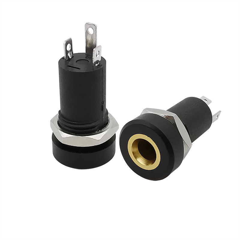 1/2/5Pcs 3.5Mm Audio Jack Socket Stereo 3 Pole Soldeer Panel Mount Met Noten Connector zwart PJ-392A
