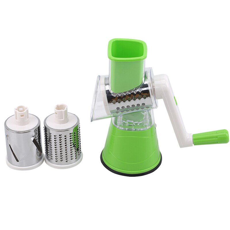 Manual Vegetable Cutter Multi-Function Drum Rotating Slice Grater Potato Cheese Kitchen Tools Kitchen Accessories: green