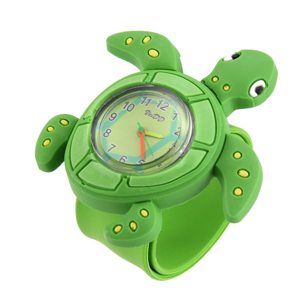Søde dyr tegneserie silikone band armbånd armbåndsur til babyer børn aic 88: Grøn