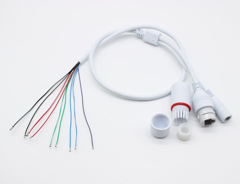 weatherpoof CCTV IP network Camera PCB Module video power end cable RJ45 female &amp; DC male connectors with Terminals