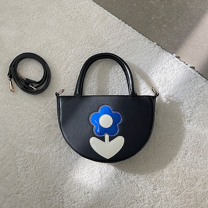 MBTI Half Moon nero Bolso Mujer moda floreale Patchwork conciso borse con manico superiore stile francese elegante piatto Sac A Main Femme: Default Title
