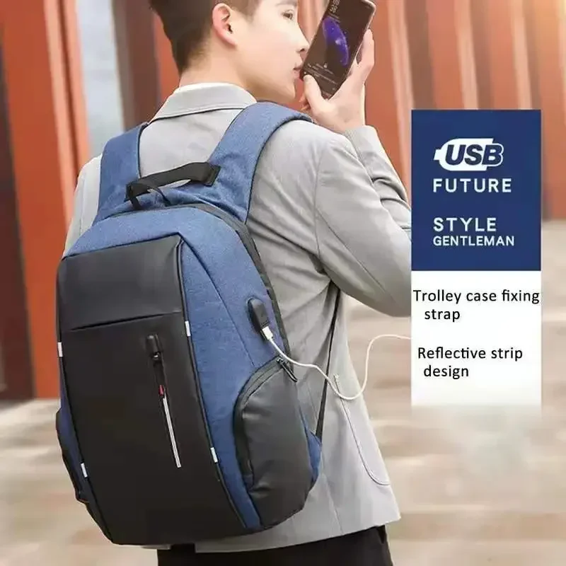 Backpack Men USB Charging Waterproof 15.6 Inch Laptop Casual Oxford Male Business Bag Mochila Computer Notebook Backpacks