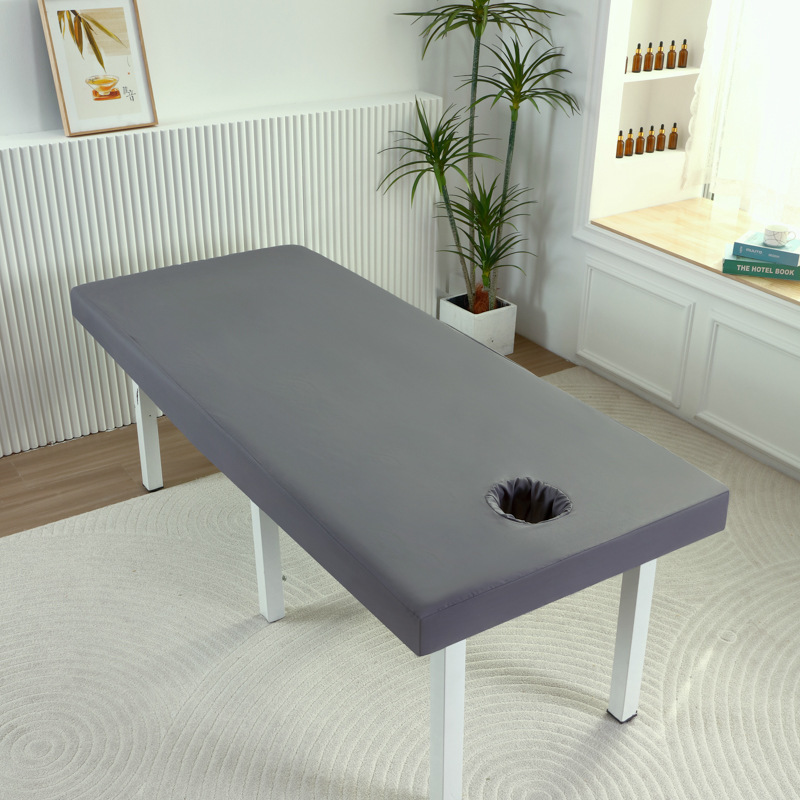 Solid Beauty Salon Bed Cover Skin-friendly Cotton Fitted Bed Sheet for SPA Massage Salon Bed with Holes: King / DARK GRAY