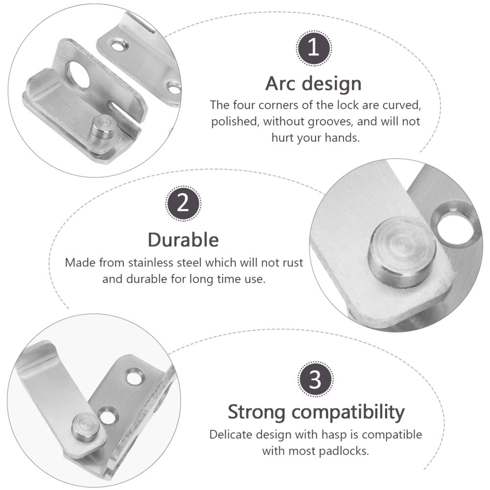 2pcs Stainless Steel Door Right Open Anti-Theft Lock Hasp Door Bolt