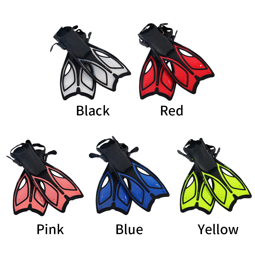 1pair Long Flippers Adult Kid Underwater Water Sport Diving Fin Non Slip Outdoor Adjustable Strap Swimming Silicone