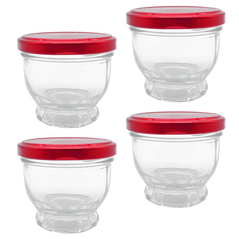 4 stuks unieke glazen bekers, transparante yoghurtbekers, eenvoudige puddingmelkbekers voor thuiskeukens en restaurants