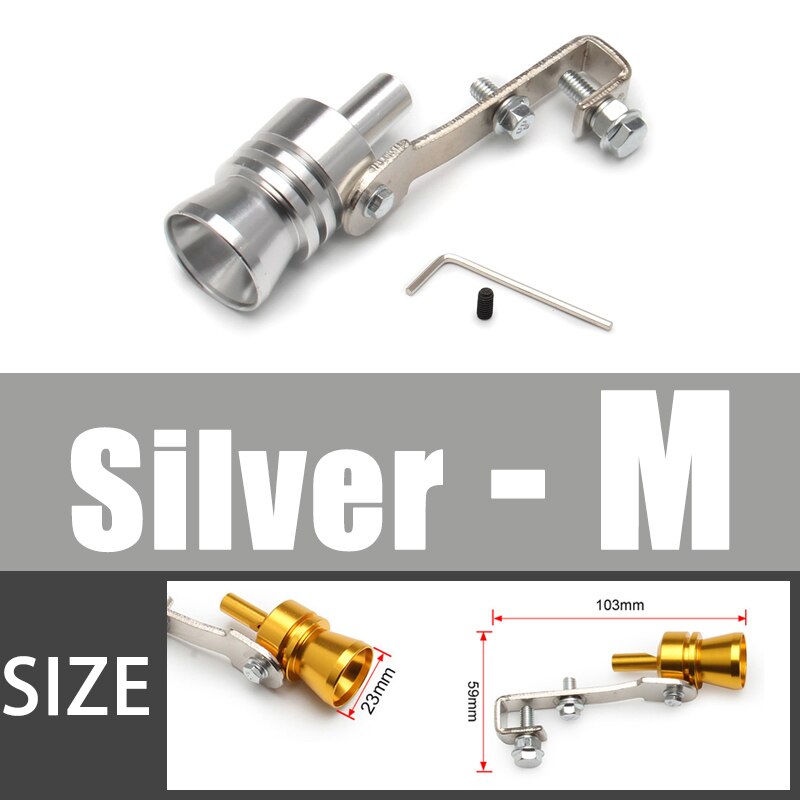 Universele Sound Simulator Auto Turbo Sound Whistle S/M/L/Xl Voertuig Refit Apparaat Uitlaatpijp Turbo geluid Fluitje Auto Turbmuffler: silver M