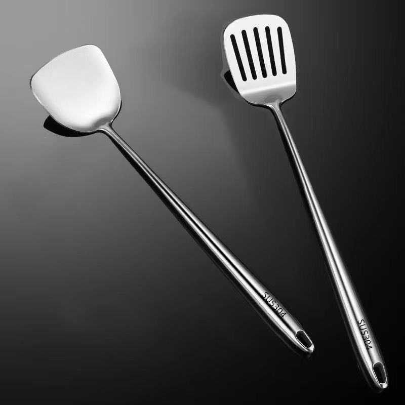 304 Stainless Steel Wok Spatula Metal Kitchen Accessories Slotted Turner Rice Spoon Ladle Cooking Tools Utensil Set: Orange