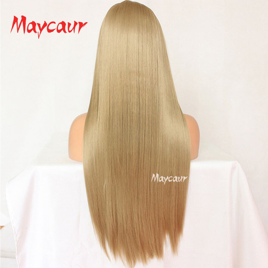 Maycaur Hittebestendige Bob Lace Front Pruiken Voor Vrouwen Ombre Blonde Korte Striaght Synthetisch Haar Pruik 14 Inch
