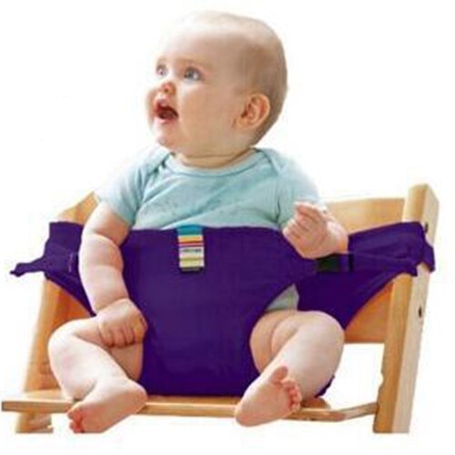 Baby bærbar sæde børnestol rejse foldbar vaskbar spædbarn spisning høj spisebetræk sæde sikkerhedssele fodring høj stol baby: Lilla