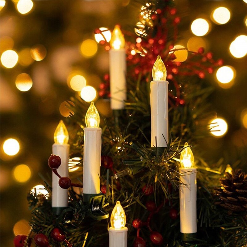 Tree Decoration LED Candles Lights with Remote Control Taper Candles Led Flameless for Years Christmas Party Wedding