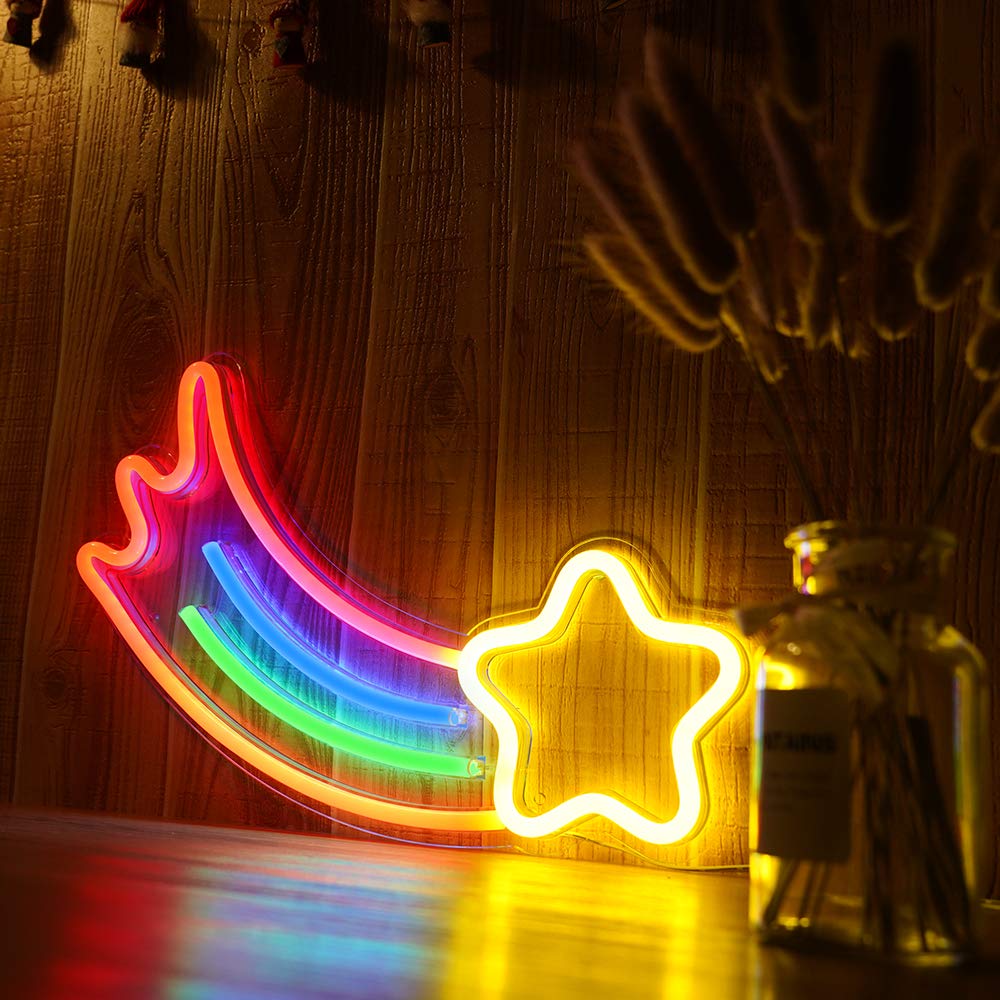 Juletræ formet led neonskilt sødt panel lys neon pub værelse wienerbrød display kommerciel julefest bryllup dekorationer: Meteor