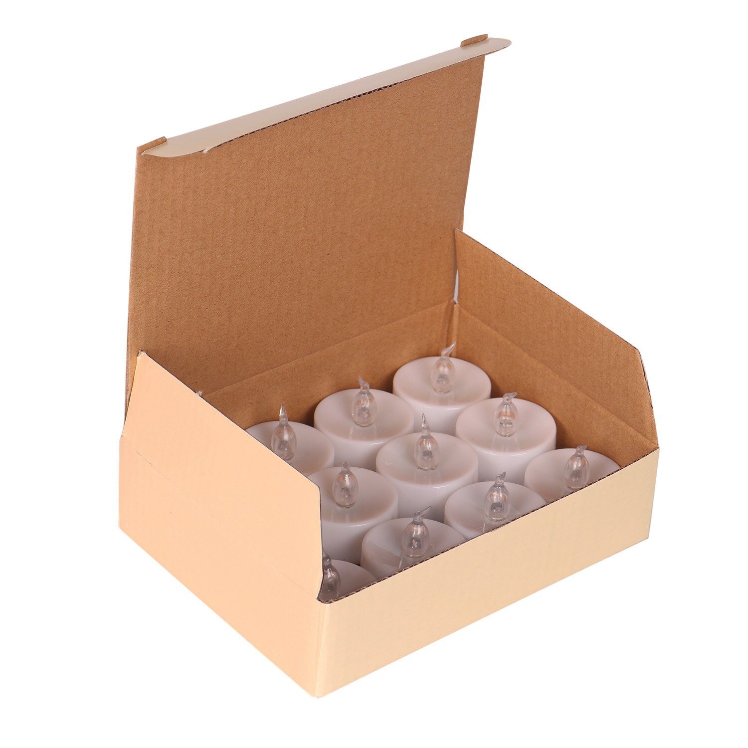 White Realistic Bright Flameless LED Tea Light Candles 12 pcs/pcsk Flickering Flameless Tea Light Battery Operated Candles