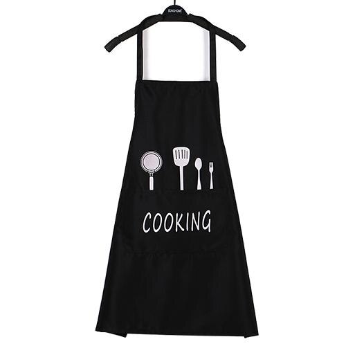 Delantal de cocina al óleo impermeable, delantales de Chef para Mujeres Hombres pechera para cocina delantal Idea para limpieza de lavavajillas pintura: Black