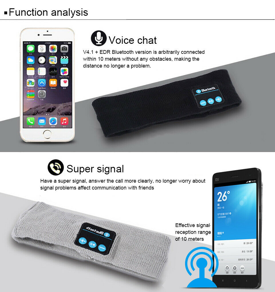 Sove bluetooth 5.0 hovedbånd headset trådløs øretelefon sport hd stereo hovedtelefon