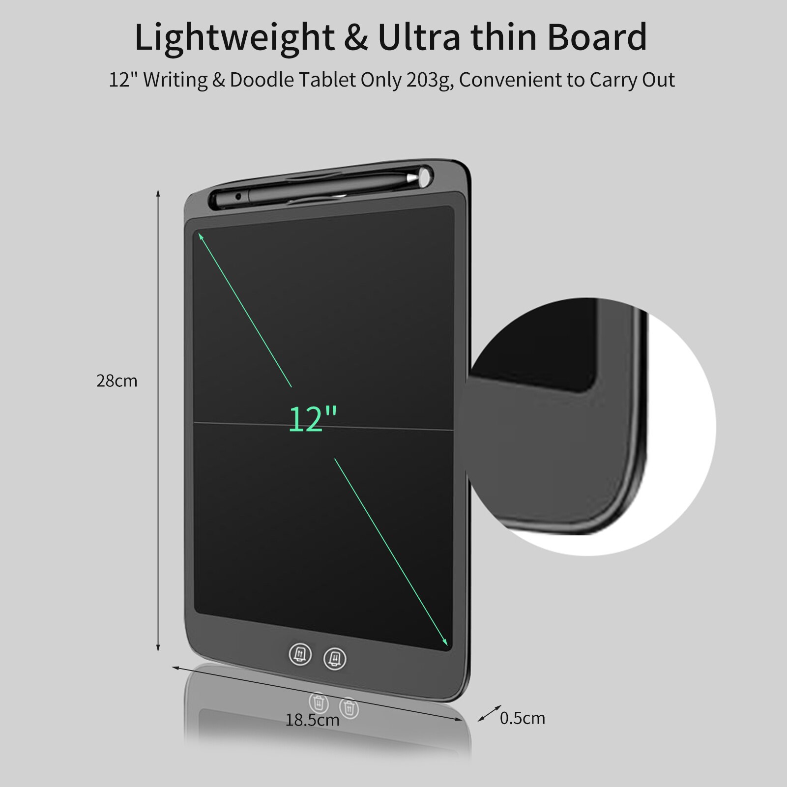 LCD Writing Tablet 12inch Doodle Graffiti Drawing Pad Handwriting Board with Stylus Lock Button for Office Notes