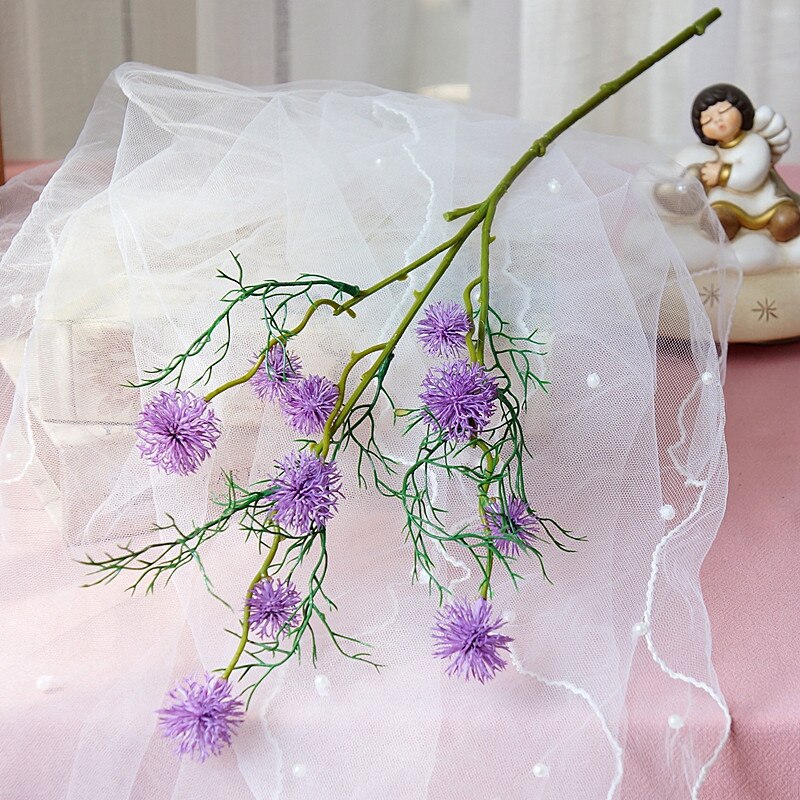 Kunstige tidsel blomster imiteret plastik efterår planter glitch sprays centerpiece indretning bryllup valentinsdag hjem dekoration: Lilla
