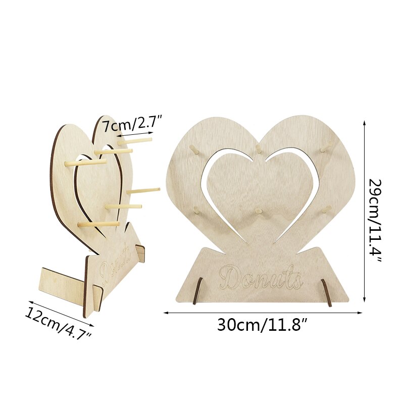 Reusable Wooden Donut Stand Wedding Decoration Table Donut Party Decor Baby Shower Birthday Party Favor Doughnut Display Stand: 1pc C07