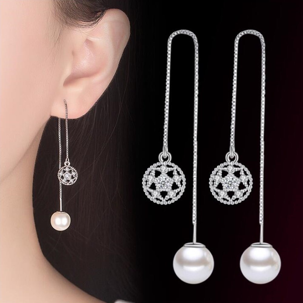 NEHZY 925 timbre en argent Sterling nouvelle femme bijoux cubique zircone perles ronde découpe gland boucles d'oreilles longue section