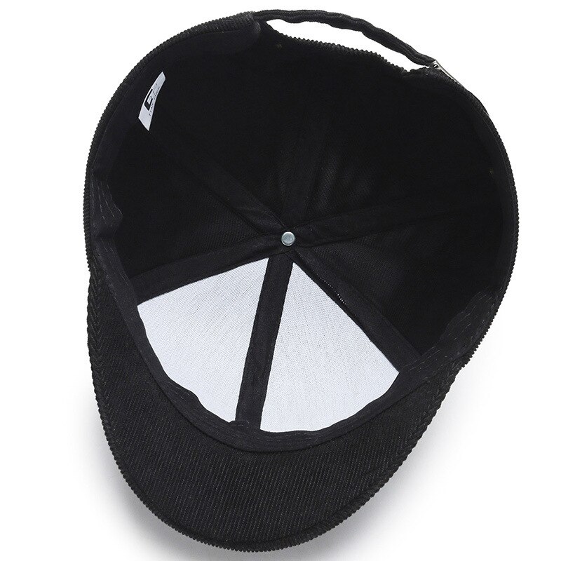 Kort rammehette ensfarget baseballcap menn kvinner høst vinter utendørs hesteluer kordfløyel snapback uformell hatt